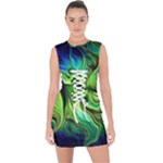 Fractal Art Pattern Abstract Fantasy Digital Lace Up Front Bodycon Dress