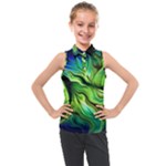 Fractal Art Pattern Abstract Fantasy Digital Kids  Sleeveless Polo Tee