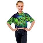 Fractal Art Pattern Abstract Fantasy Digital Kids Mock Neck Tee