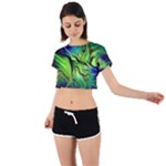 Fractal Art Pattern Abstract Fantasy Digital Tie Back Short Sleeve Crop Tee