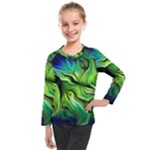 Fractal Art Pattern Abstract Fantasy Digital Kids  Long Mesh Tee