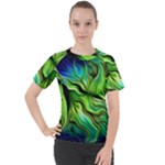 Fractal Art Pattern Abstract Fantasy Digital Women s Sport Raglan Tee