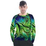 Fractal Art Pattern Abstract Fantasy Digital Men s Long Sleeve Raglan Tee