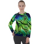 Fractal Art Pattern Abstract Fantasy Digital Women s Long Sleeve Raglan Tee