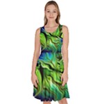 Fractal Art Pattern Abstract Fantasy Digital Knee Length Skater Dress With Pockets