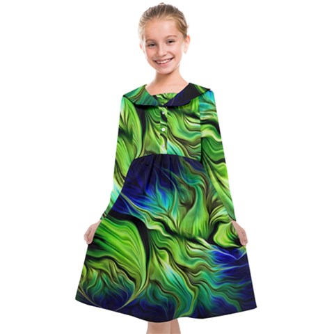 Fractal Art Pattern Abstract Fantasy Digital Kids  Midi Sailor Dress from ArtsNow.com