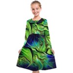 Fractal Art Pattern Abstract Fantasy Digital Kids  Midi Sailor Dress