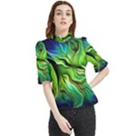 Fractal Art Pattern Abstract Fantasy Digital Frill Neck Blouse