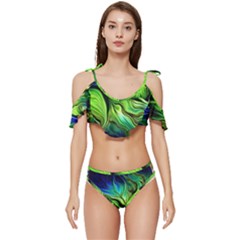 Ruffle Edge Tie Up Bikini Set	 