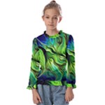 Fractal Art Pattern Abstract Fantasy Digital Kids  Frill Detail Tee