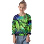 Fractal Art Pattern Abstract Fantasy Digital Kids  Cuff Sleeve Top