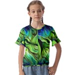 Fractal Art Pattern Abstract Fantasy Digital Kids  Cuff Sleeve Scrunch Bottom Tee