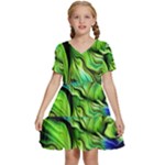 Fractal Art Pattern Abstract Fantasy Digital Kids  Short Sleeve Tiered Mini Dress