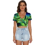 Fractal Art Pattern Abstract Fantasy Digital V-Neck Crop Top