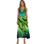 Fractal Art Pattern Abstract Fantasy Digital V-Neck Sleeveless Loose Fit Overalls