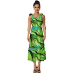 Fractal Art Pattern Abstract Fantasy Digital Tie-Strap Tiered Midi Chiffon Dress