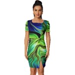 Fractal Art Pattern Abstract Fantasy Digital Fitted Knot Split End Bodycon Dress