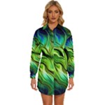 Fractal Art Pattern Abstract Fantasy Digital Womens Long Sleeve Shirt Dress