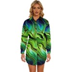 Fractal Art Pattern Abstract Fantasy Digital Womens Long Sleeve Shirt Dress