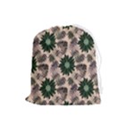 Floral Flower Spring Rose Watercolor Wreath Drawstring Pouch (Large)
