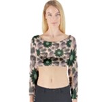 Floral Flower Spring Rose Watercolor Wreath Long Sleeve Crop Top