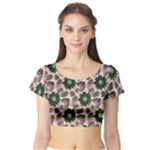 Floral Flower Spring Rose Watercolor Wreath Short Sleeve Crop Top