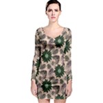 Floral Flower Spring Rose Watercolor Wreath Long Sleeve Bodycon Dress