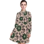 Floral Flower Spring Rose Watercolor Wreath Long Sleeve Chiffon Shirt Dress