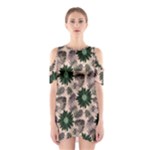 Floral Flower Spring Rose Watercolor Wreath Shoulder Cutout One Piece Dress