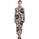 Floral Flower Spring Rose Watercolor Wreath Turtleneck Maxi Dress