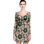 Floral Flower Spring Rose Watercolor Wreath Long Sleeve Velvet Bodycon Dress