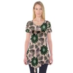 Floral Flower Spring Rose Watercolor Wreath Short Sleeve Tunic 