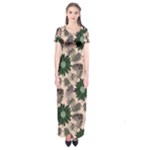 Floral Flower Spring Rose Watercolor Wreath Short Sleeve Maxi Dress