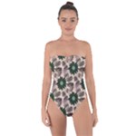 Floral Flower Spring Rose Watercolor Wreath Tie Back One Piece Swimsuit