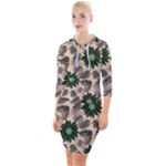 Floral Flower Spring Rose Watercolor Wreath Quarter Sleeve Hood Bodycon Dress