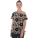 Floral Flower Spring Rose Watercolor Wreath Off Shoulder Tie-Up Tee