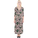 Floral Flower Spring Rose Watercolor Wreath Quarter Sleeve Wrap Maxi Dress