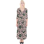 Floral Flower Spring Rose Watercolor Wreath Quarter Sleeve Wrap Maxi Dress