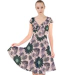 Floral Flower Spring Rose Watercolor Wreath Cap Sleeve Front Wrap Midi Dress