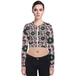 Floral Flower Spring Rose Watercolor Wreath Long Sleeve Zip Up Bomber Jacket