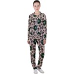 Floral Flower Spring Rose Watercolor Wreath Casual Jacket and Pants Set