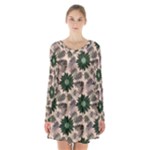 Floral Flower Spring Rose Watercolor Wreath Long Sleeve Velvet V-neck Dress