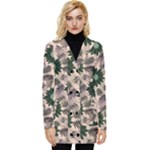 Floral Flower Spring Rose Watercolor Wreath Button Up Hooded Coat 