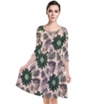 Floral Flower Spring Rose Watercolor Wreath Quarter Sleeve Waist Band Dress