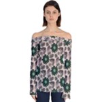 Floral Flower Spring Rose Watercolor Wreath Off Shoulder Long Sleeve Top