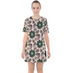 Floral Flower Spring Rose Watercolor Wreath Sixties Short Sleeve Mini Dress