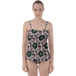 Floral Flower Spring Rose Watercolor Wreath Twist Front Tankini Set