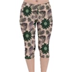 Floral Flower Spring Rose Watercolor Wreath Velvet Capri Leggings 