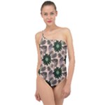 Floral Flower Spring Rose Watercolor Wreath Classic One Shoulder Swimsuit