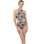 Floral Flower Spring Rose Watercolor Wreath Halter Side Cut Swimsuit